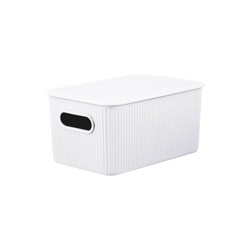 Plastic Ribbed Storage Baskets, 1, White