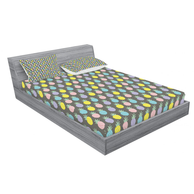 Scandinavian Microfiber Floral Sheet Set, Queen Sheet Set with Fitted Sheet