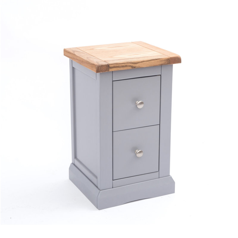 Pharsalia 35 cm W Bedside Table, Grey, Chrome Knob