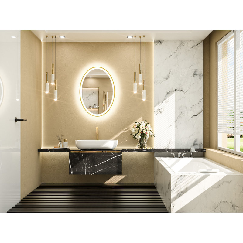 Miroir de salle de bain Chatmon, Doré, 28 po x 20 po