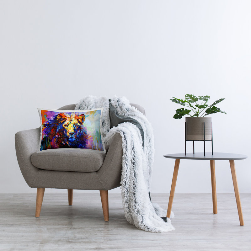 Coussin décoratif imprimé Paint Strokes Lion par Leon Devenice