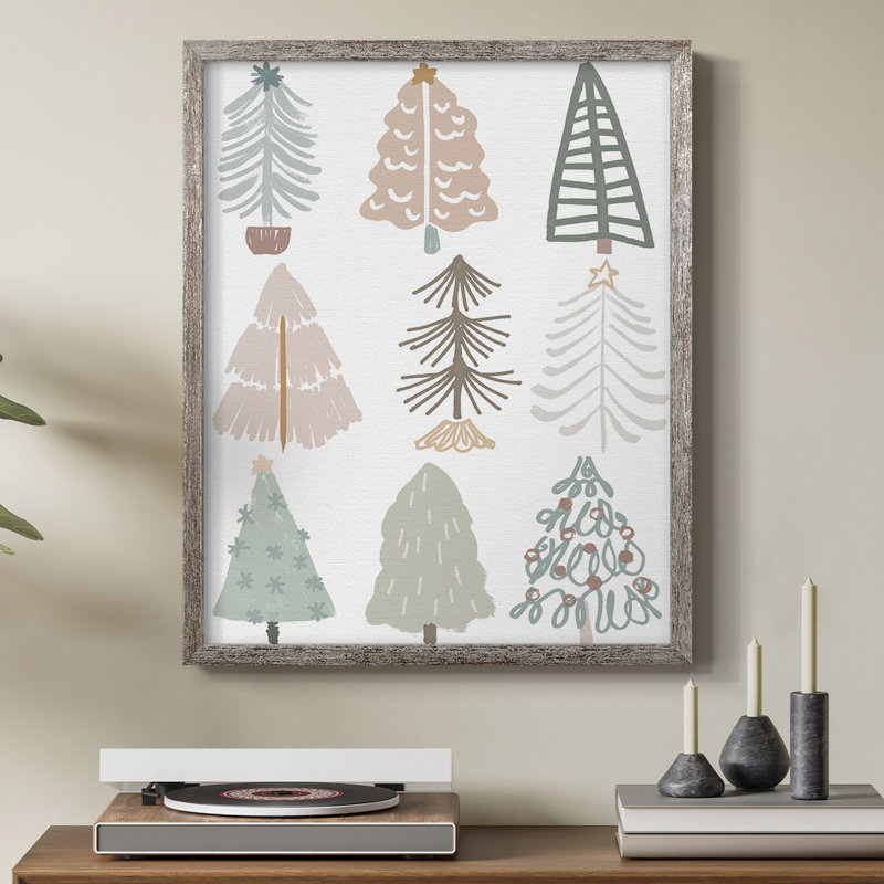 Arbre de Noël croquis II, reproduction encadrée - bois massif, H 30 po x l 24 po