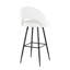 Tabouret de bar à hauteur fixe en métal noir et similicuir blanc avec repose-pieds carré - ensemble de 2-129507182-129507183-129507187