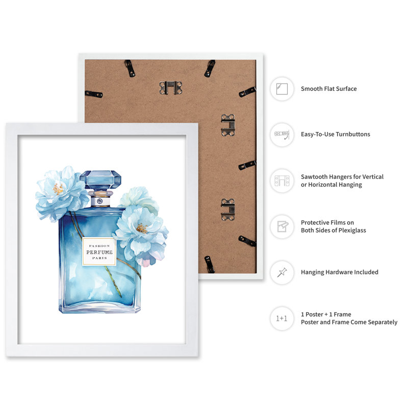 Parfum tendance bleu, Poster, White Framed, 16"H x 20"W