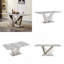 Table de salle à manger moderne en faux marbre avec base en acier inoxydable chromé, pour les espaces contemporains-52946564-52946569