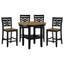 Ensemble 5 pièces de table de salle à manger à hauteur de comptoir 4 chaises 4 tons noir et brun rustique contemporain