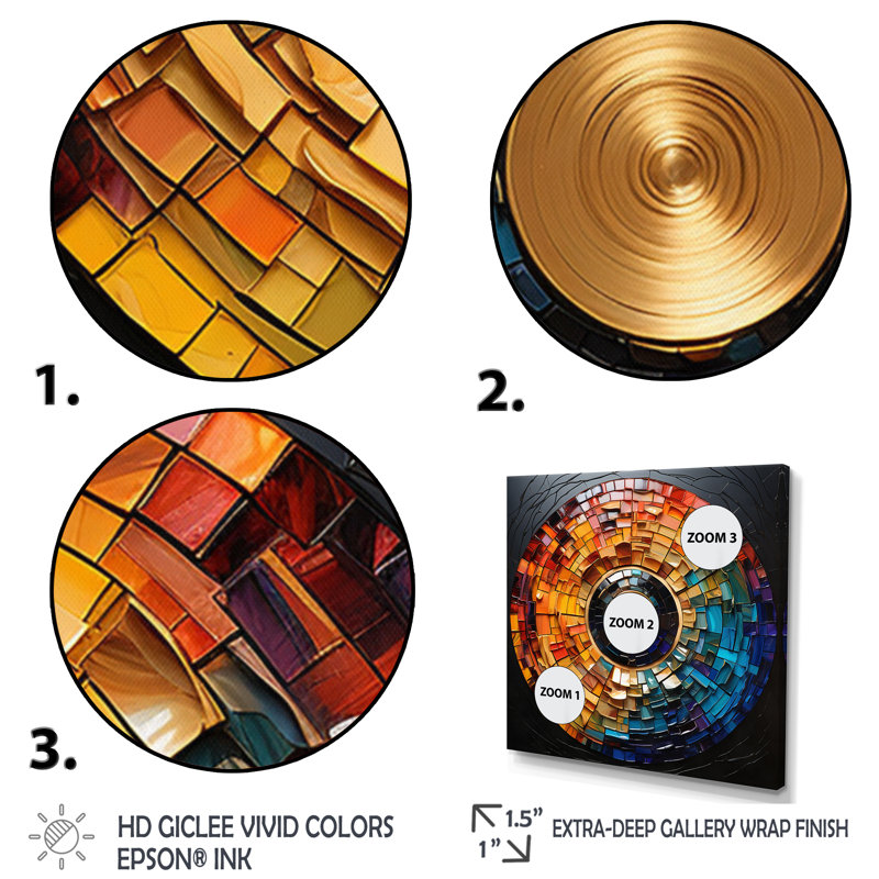 Colorful Vinyl Record Vinyl Mosaic II On Canvas Print - Music canvas print, Wrapped Canvas, 36" H x 36" W x 1.5" D