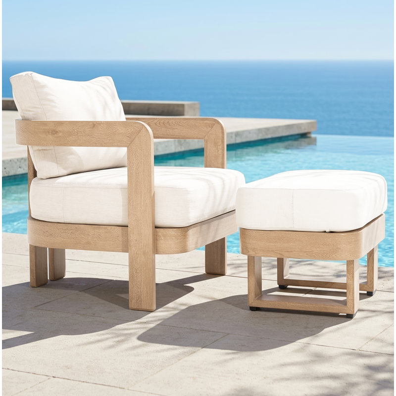Chaise et repose-pieds en aluminium sans assemblage, finition aspect bois: 0% déforestation, 100% âme de bois