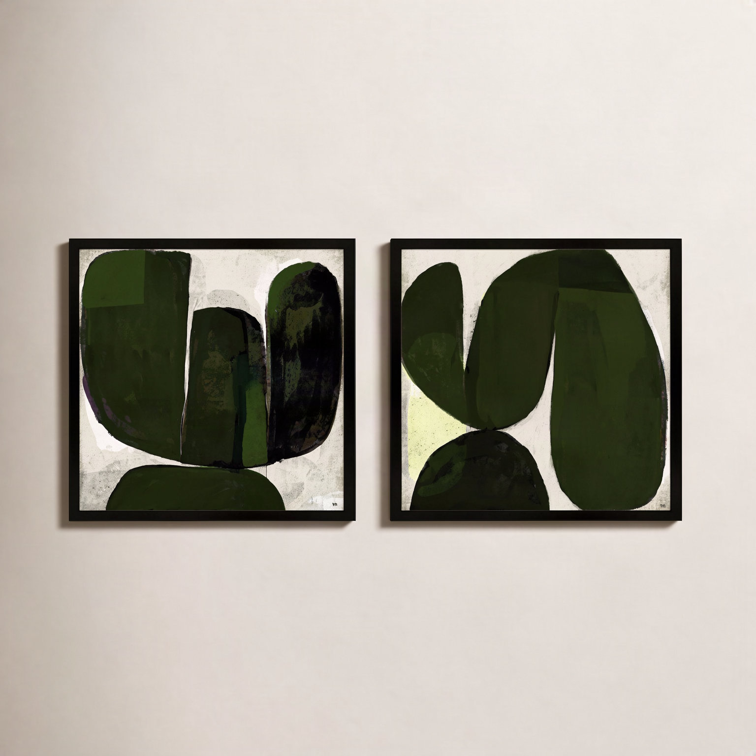 Succulent Set Of 2 by StudioM, 44" H x 44" W x 1.25" D, Black