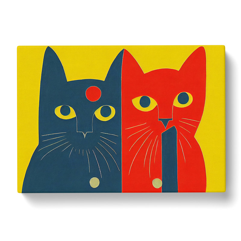 Two Abstract Cats Vol.2 - Wrapped Canvas, 50cm H x 76cm W x 3cm D