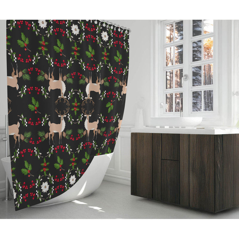 Rideau de douche Botanical Deer, Gris anthracite