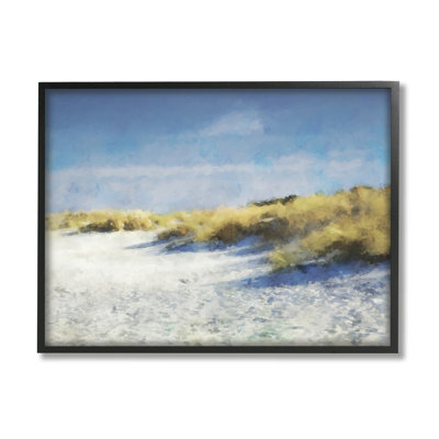 «Beach Reeds Sandy Coast» par Kim Curationa - cadre flottant, impression sur bois