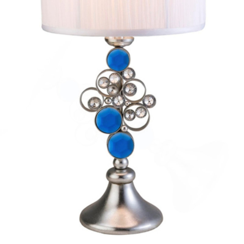 Lampe de table 28 "en polyrésine haute" Just Dazzle "avec finition argentée et abat-jour blanc