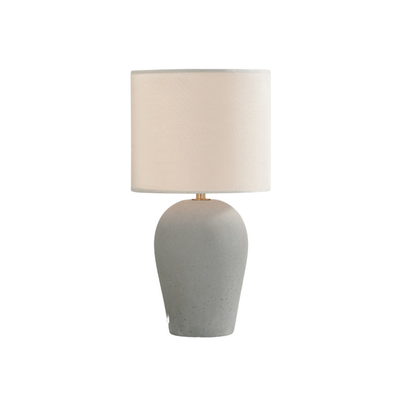 Theadora Concrete Table Lamp with Linen Lamp Shade - Bedside Light