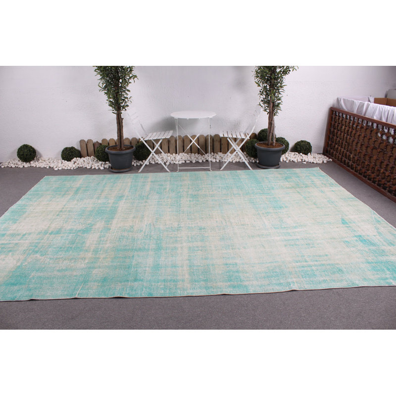Tapis turc rétro vintage - surdimensionné antique vert tissé à la main surdimensionné