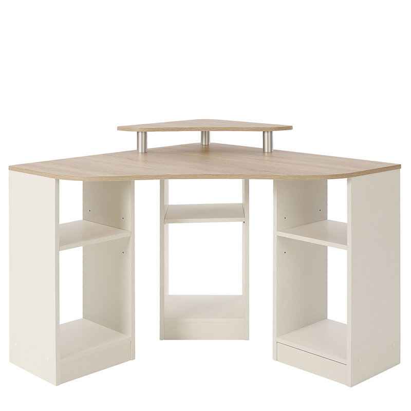 Bismuth Corner Writing Desk, 82cm H x 94cm W x 94cm D, Natural Oak/White