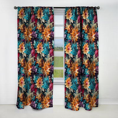 Mélange artistique Boho Motif V - Rideau floral - Rideau occultant floral - 1 panneaux