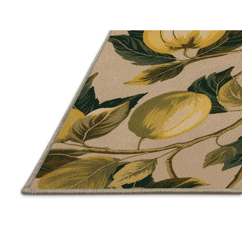 Washable Greengage Fruits Area Rug, Rectangle 5' x 8'