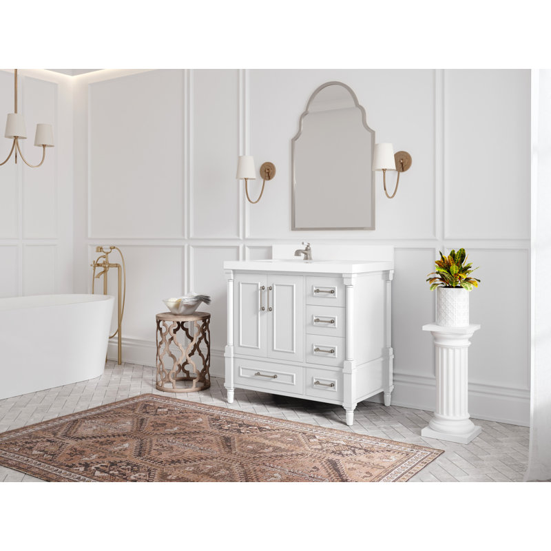 Aberdeen 36'' White Carrara Quartz Single Bathroom Vanity