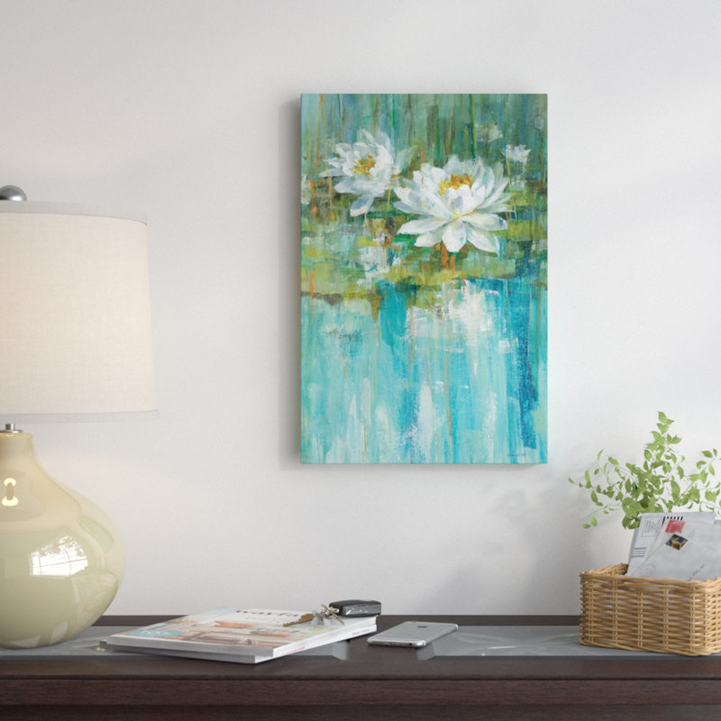 « water lily étang panel i », reproduction d’art sur toile, H 12 po x l 8 po x P 0,75 po, Toile tendue, Pas de tapis