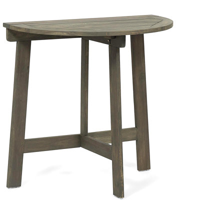 Outdoor Half-Round Folding Acacia Wood Bistro Table, Grey Finish