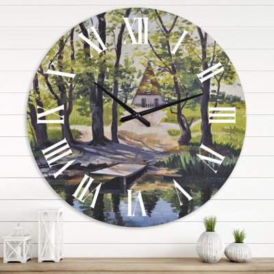 Horloge murale «Mysterious House By The River In The Woods»