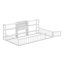Structure de lit au sol avec bibliothèque et tablettes de rangement à 3 niveaux, lit en bois avec barrière de sécurité et porte-132937051-132937052