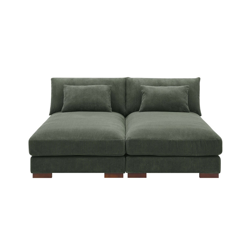 Canapé-lit modulaire sans accoudoirs avec coussins réversibles 69 po Jaeliah, Crème, crème, Version KD
