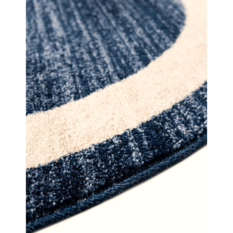 Songul Navy Blue Area Rug, Round 4'1"