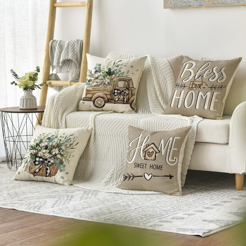 Bless Our Home Farmhouse Eucalyptus Leaves Throw...