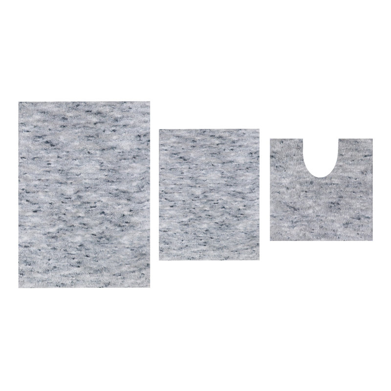 Cloud Comfort 100% Polyester Microfiber Bath Rug Set, Soft Shaggy & Machine Wash Bath Rug - 3Pc Set, Gray