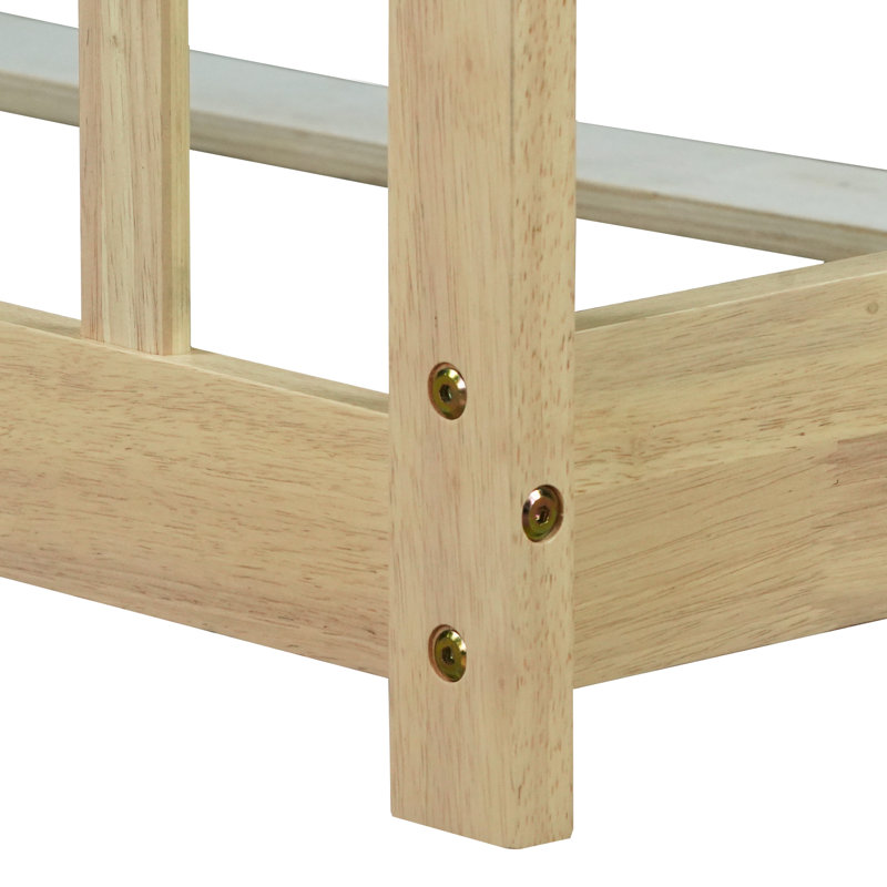 Lit plateforme avec clôture Giezi Kids, Naturel, Full