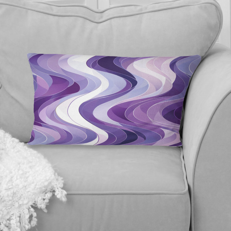 Coussin lombaire mauve et blanc Midcentury Waves