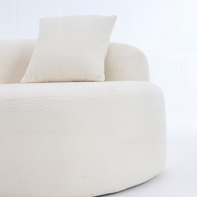 Full Sponge Chenille Curved Compression Double Sofa, White