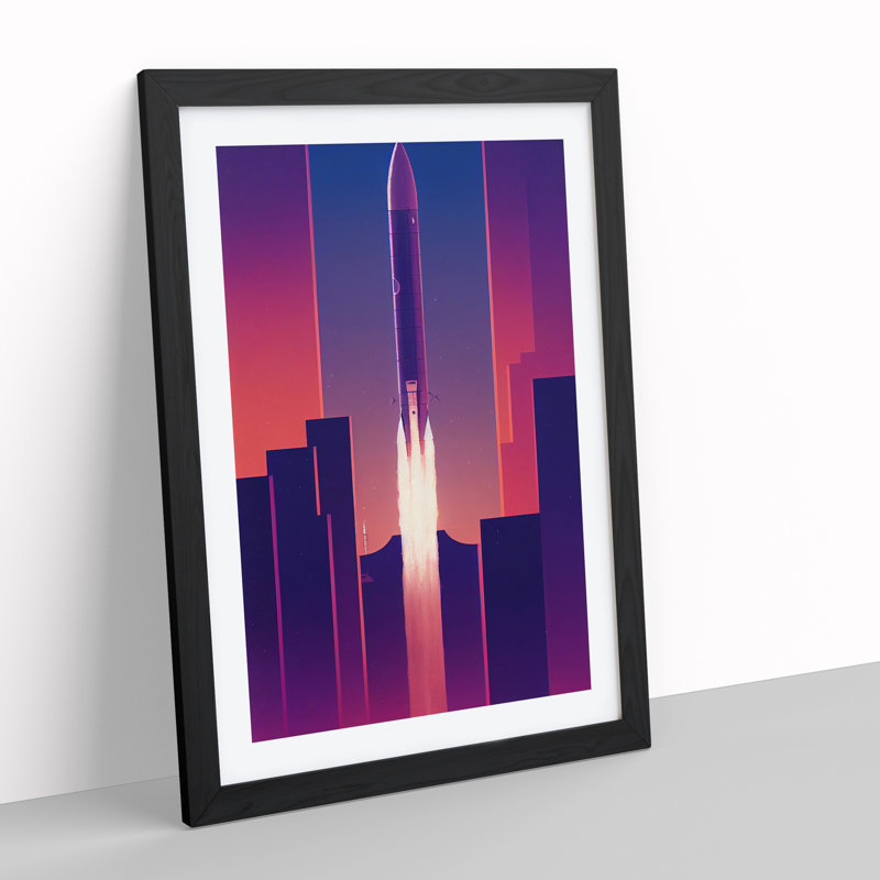 Spaceship No.3 1 Piece Single Picture Frame Wall Art, 34cm H x 25cm W x 2cm D, Black