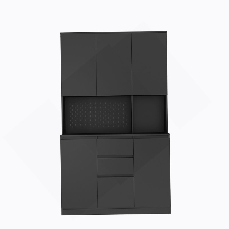 Armoire de cuisine 74 po autoportante avec 6 portes, 3 tablettes et 2 tiroirs, armoire de cuisine polyvalente, armoire de rangement pour artisanat, rangement pour salle de lavage