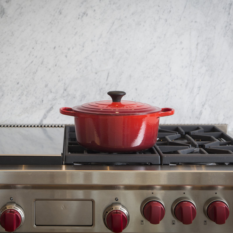 Le Creuset Signature Enameled Cast Iron Round Dutch Oven with Lid, 2 quarts, Cerise