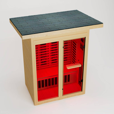 Infrared Sauna, Full-spectrum Infrared Outdoor Saunas For Home - Dry Heat Sauna, Wooden Sauna Room With Beauty Lamp (outdoor Sauna 2 Person)