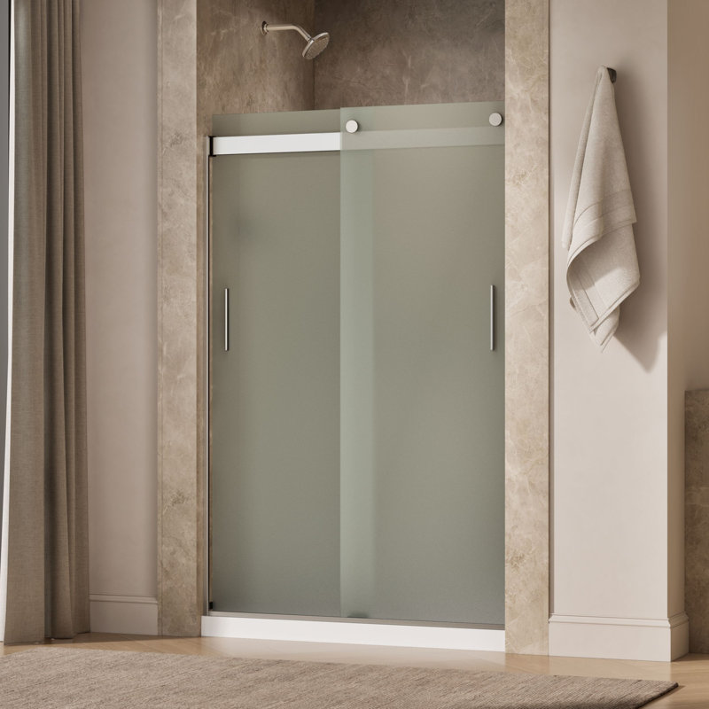 Levity 47.58" x 74" Bypass Shower Door with CleanCoat Technology, Matte Nickel, Frosted