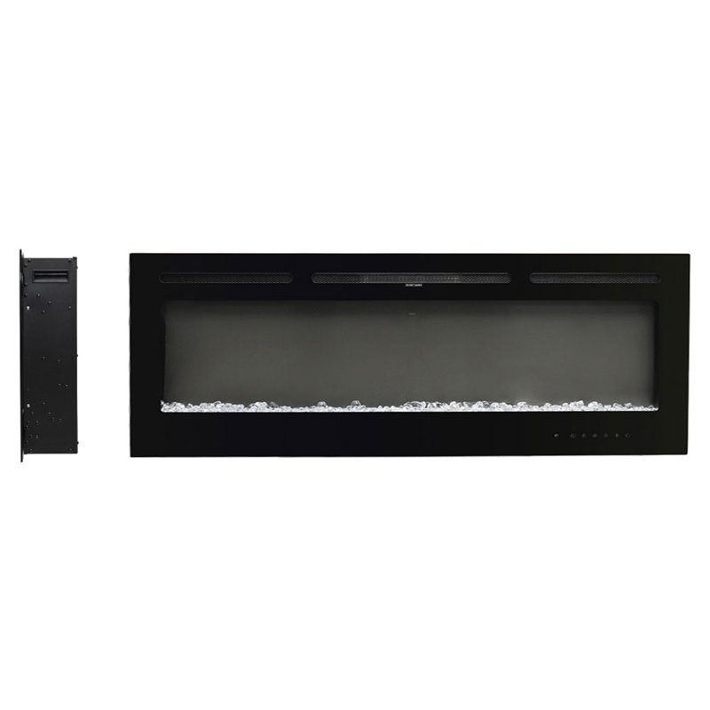 Symple Stuff Black Electric Fireplace, 54.4 cm H x 152.4 cm W x 14 cm D