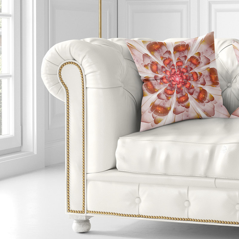 Coussin à motif floral blanc et brun avec motif floral, 18 po x 18 po, Coussin décoratif
