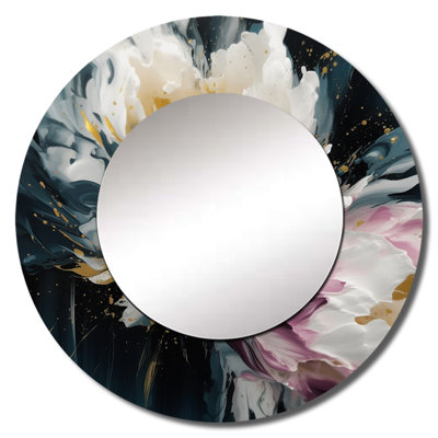 Pink Peonies Petals In Bloom - Floral Peony Round Mirror Wall Decor_MTMIR62961