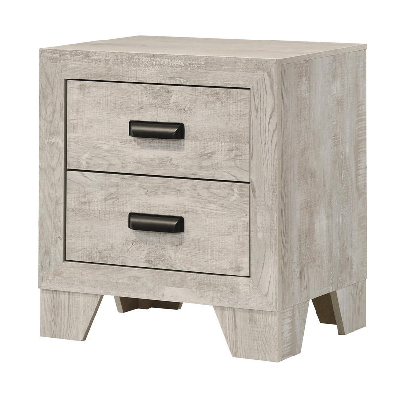Table de chevet transitionnelle 1Pc 2 tiroirs avec quincaillerie en métal