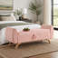 Banc de lit moderne de 145 cm (57 po) en velours côtelé avec rangement intégré et pieds en bois, idéal pour la chambre ou le couloir.-943288727