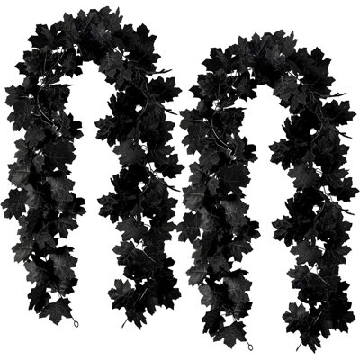 Leaf Garland, 2PCS Halloween Artificial Hanging Fall Leave Vines, Fall Floral Garlands Thanksgiving Decor For Home Wedding Party (11.8FT)