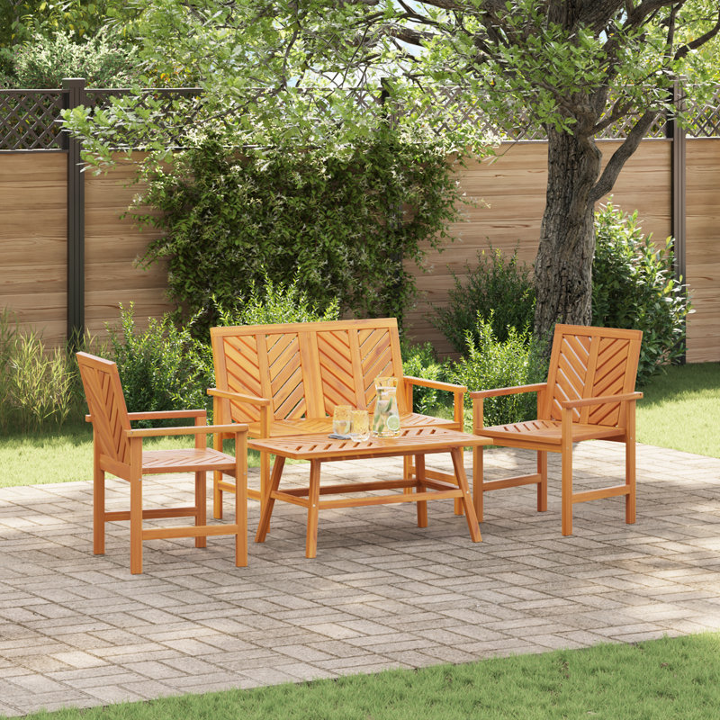 Ensemble de salon de jardin vidaXL 4 pièces en bois d'acacia massif brun
