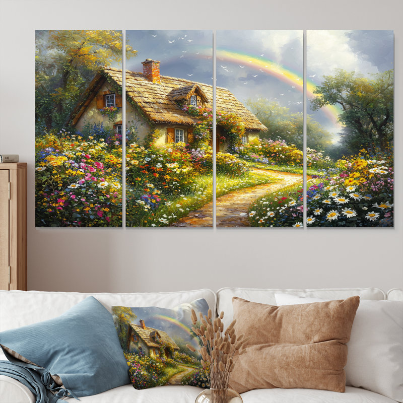 Domineque - art mural arc-en-ciel - décoration murale traditionnelle Wa, H 28 po x l 48 po, 4