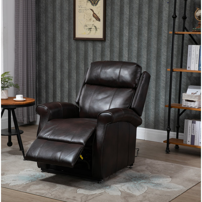 Fauteuil inclinable bleu en similicuir, Similicuir brun