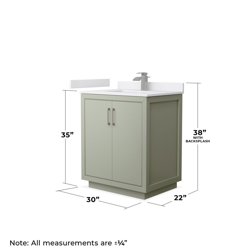30 in. Single Vanity with Mirror, Carrara, Light Green, Brushed Nickel