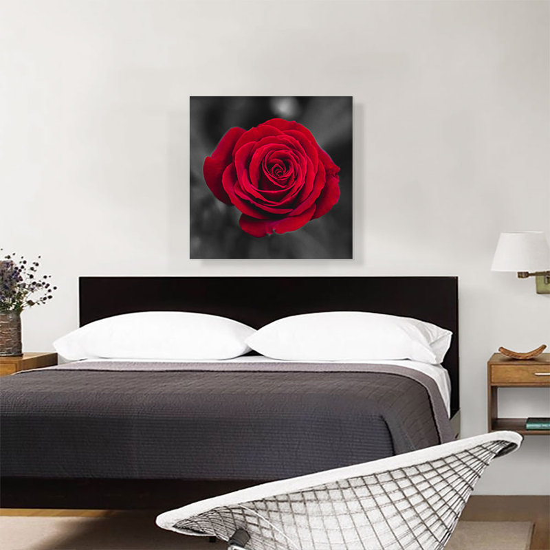 «Red Rose Flower in Garden», impression sur toile tendue, H 26 po x l 26 po x P 1,5 po